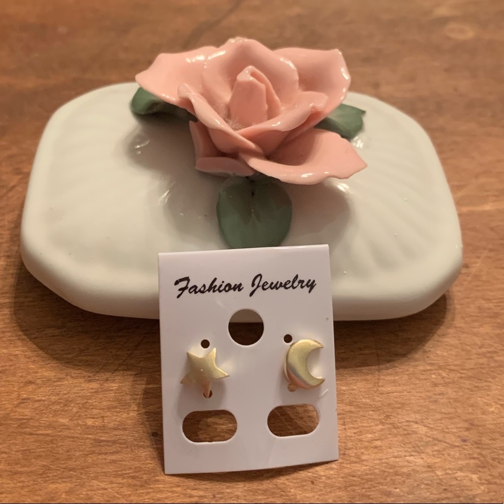 Fashion Earrings- Gold Star & Moon